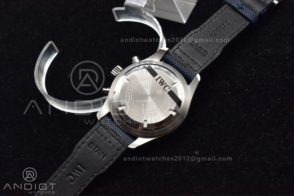 Pilot Chrono SS AZF 1:1 Best Edition Blue Dial Orange Hand on Blue Leather Strap A7750