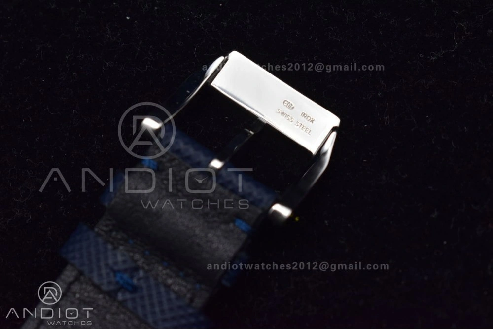 Pilot Chrono SS AZF 1:1 Best Edition Blue Dial Orange Hand on Blue Leather Strap A7750