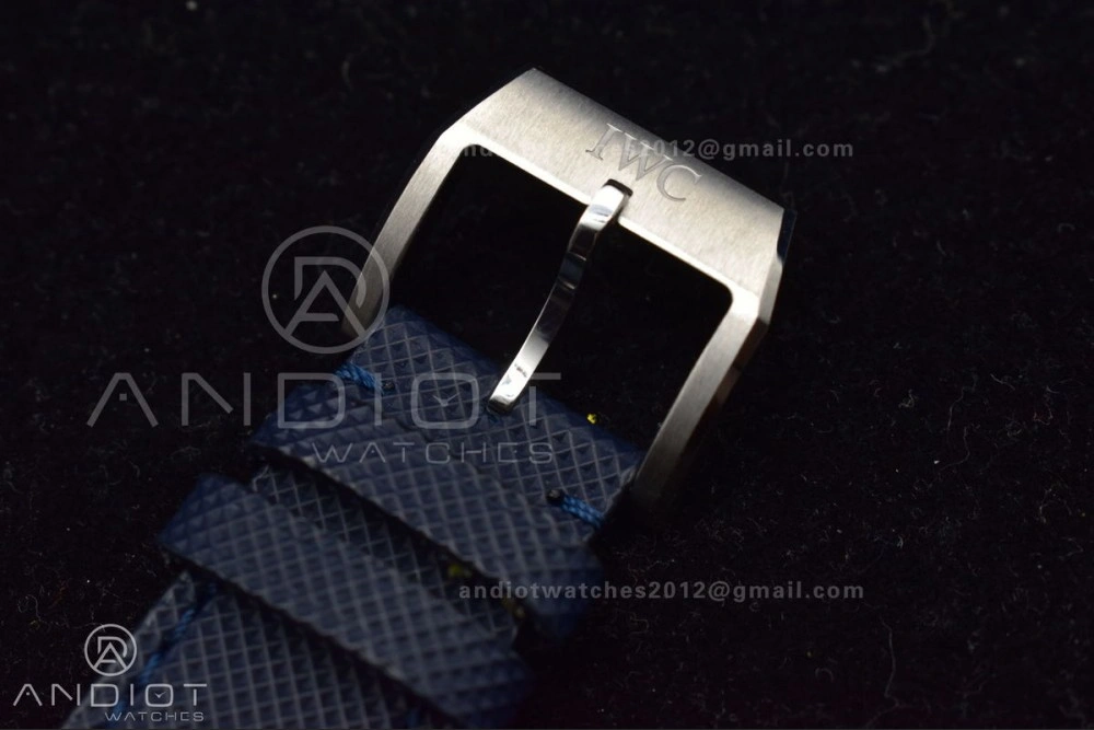 Pilot Chrono SS AZF 1:1 Best Edition Blue Dial Orange Hand on Blue Leather Strap A7750