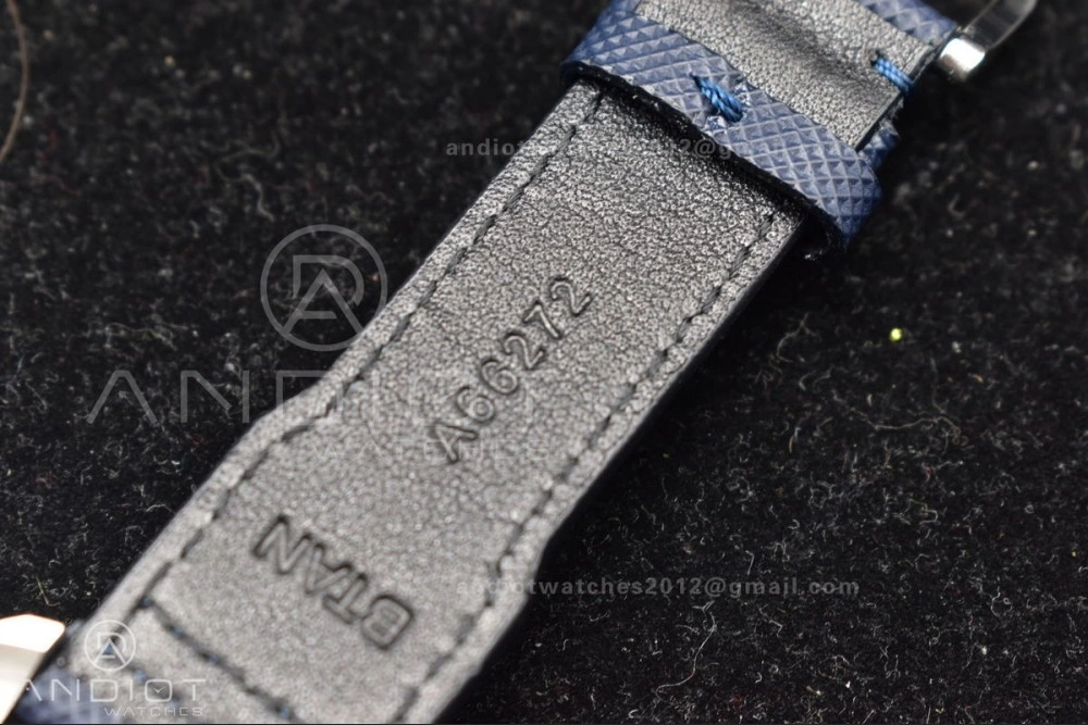 Pilot Chrono SS AZF 1:1 Best Edition Blue Dial Orange Hand on Blue Leather Strap A7750