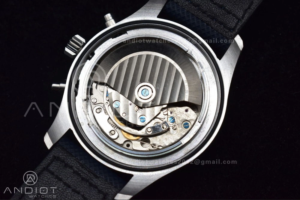 Pilot Chrono SS AZF 1:1 Best Edition Blue Dial Orange Hand on Blue Leather Strap A7750