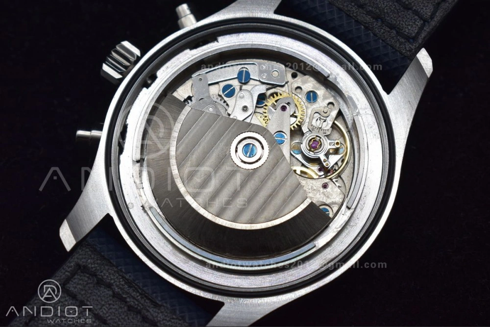 Pilot Chrono SS AZF 1:1 Best Edition Blue Dial Orange Hand on Blue Leather Strap A7750