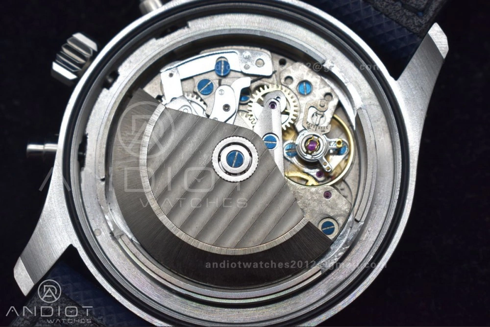 Pilot Chrono SS AZF 1:1 Best Edition Blue Dial Orange Hand on Blue Leather Strap A7750