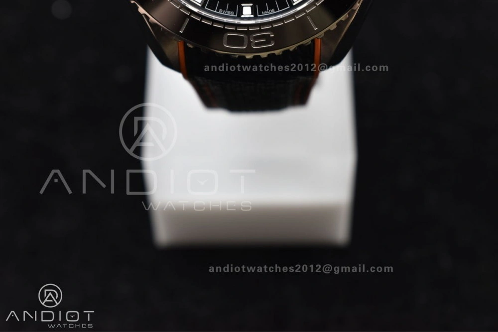 Planet Ocean 43.5mm SS VSF 1:1 Best Edition Black Orange Bezel Black Dial on Nylon Strap A8900 Super Clone V2