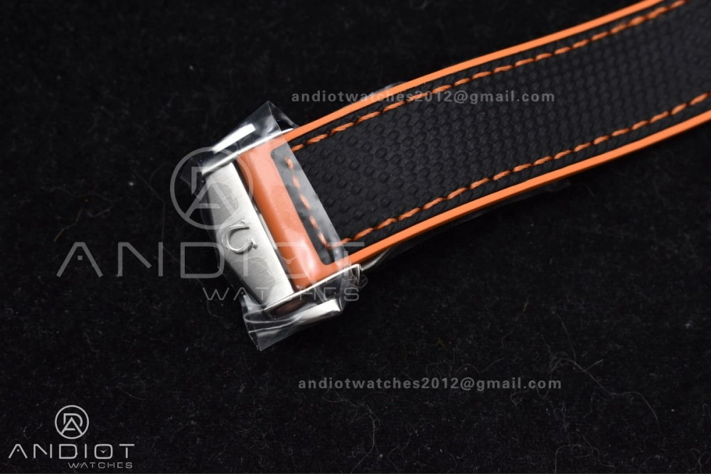Planet Ocean 43.5mm SS VSF 1:1 Best Edition Black Orange Bezel Black Dial on Nylon Strap A8900 Super Clone V2
