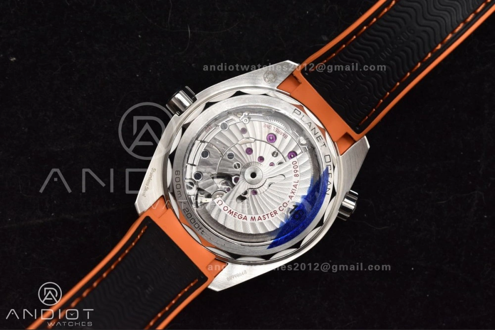 Planet Ocean 43.5mm SS VSF 1:1 Best Edition Black Orange Bezel Black Dial on Nylon Strap A8900 Super Clone V2