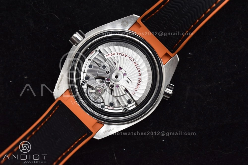 Planet Ocean 43.5mm SS VSF 1:1 Best Edition Black Orange Bezel Black Dial on Nylon Strap A8900 Super Clone V2