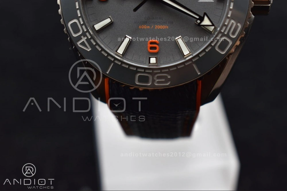 Planet Ocean 43.5mm SS VSF 1:1 Best Edition Black Orange Bezel Gray Dial on Nylon Strap A8900 Super Clone V2