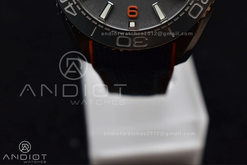 Planet Ocean 43.5mm SS VSF 1:1 Best Edition Black Orange Bezel Gray Dial on Nylon Strap A8900 Super Clone V2