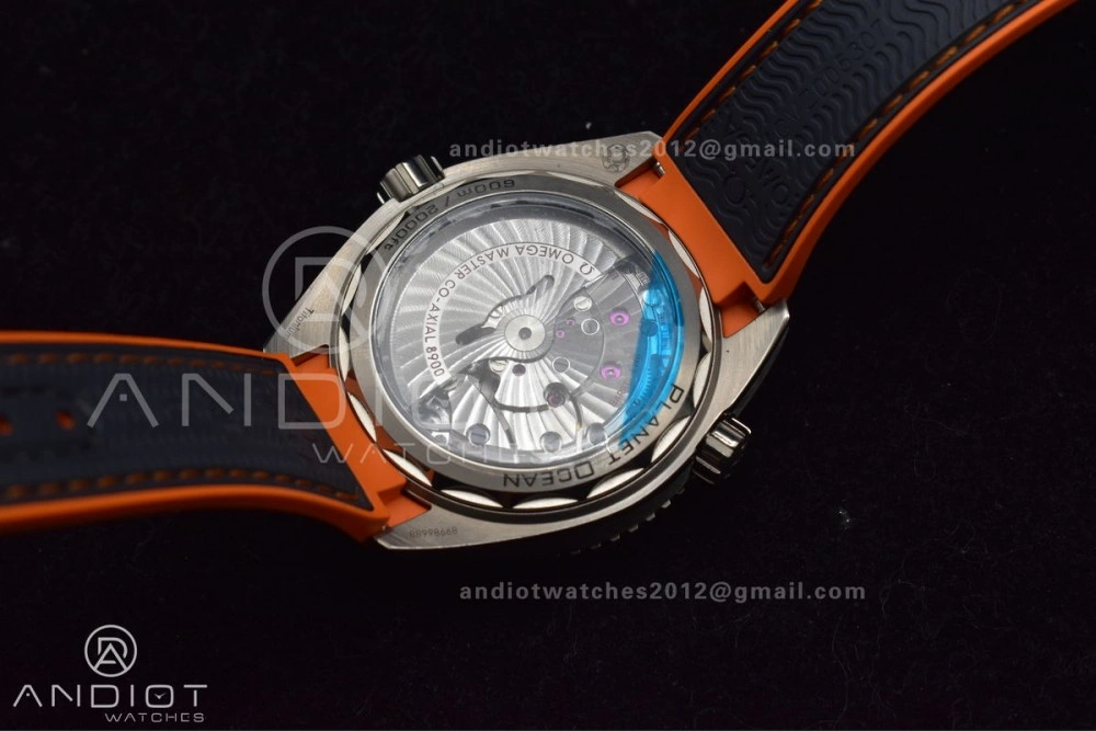 Planet Ocean 43.5mm SS VSF 1:1 Best Edition Black Orange Bezel Gray Dial on Nylon Strap A8900 Super Clone V2