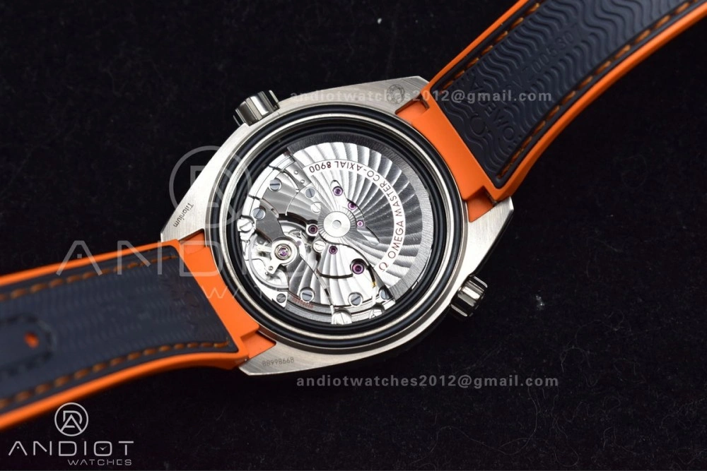 Planet Ocean 43.5mm SS VSF 1:1 Best Edition Black Orange Bezel Gray Dial on Nylon Strap A8900 Super Clone V2