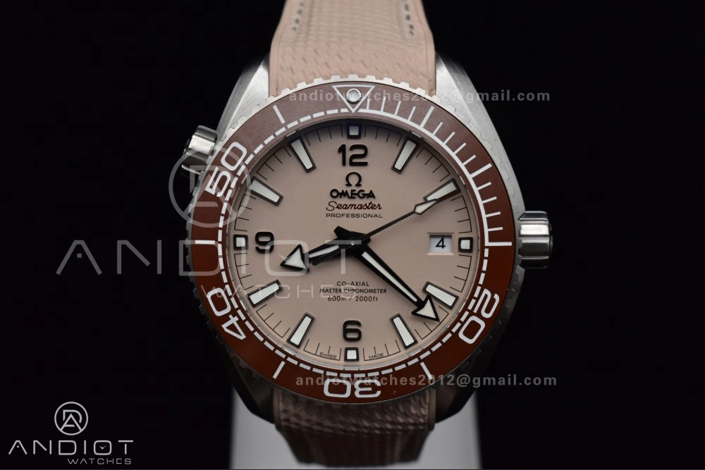 Planet Ocean 43.5mm SS VSF 1:1 Best Edition Brown Bezel Sand Dial on Sand Rubber Strap A8900 Super Clone
