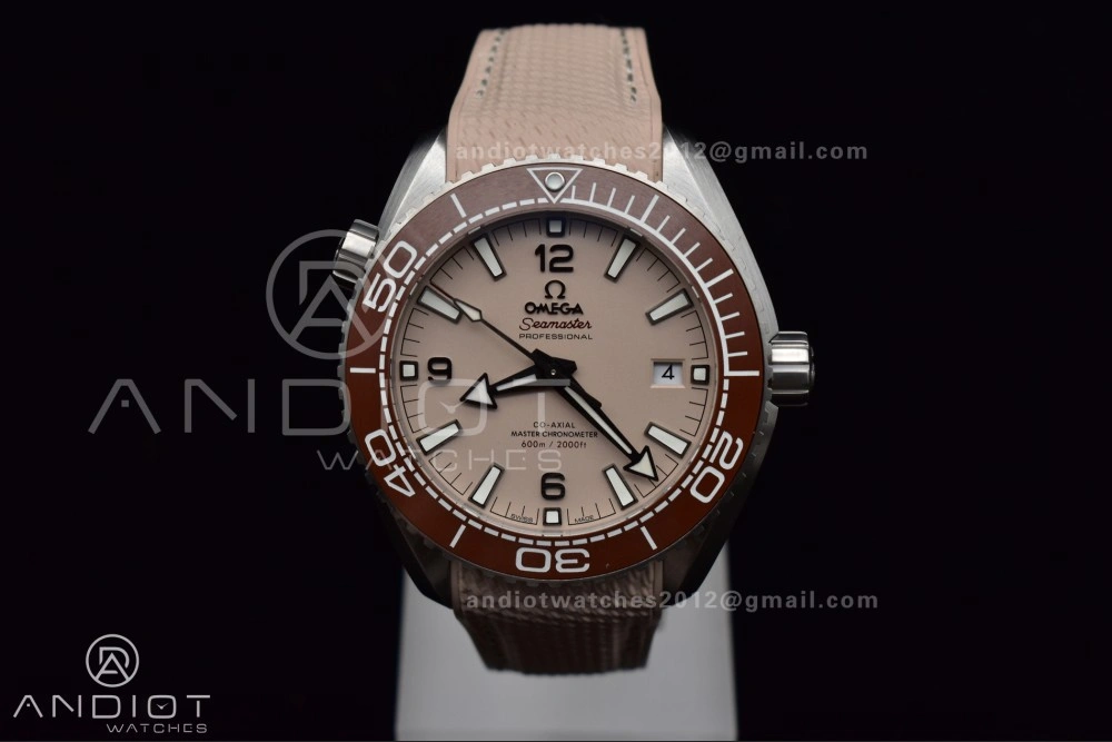 Planet Ocean 43.5mm SS VSF 1:1 Best Edition Brown Bezel Sand Dial on Sand Rubber Strap A8900 Super Clone
