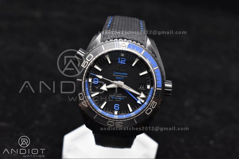 Planet Ocean 45.5mm Deep Black Blue Real Ceramic VSF 1:1 Best Edition on Black Nylon Strap A8906 Super Clone