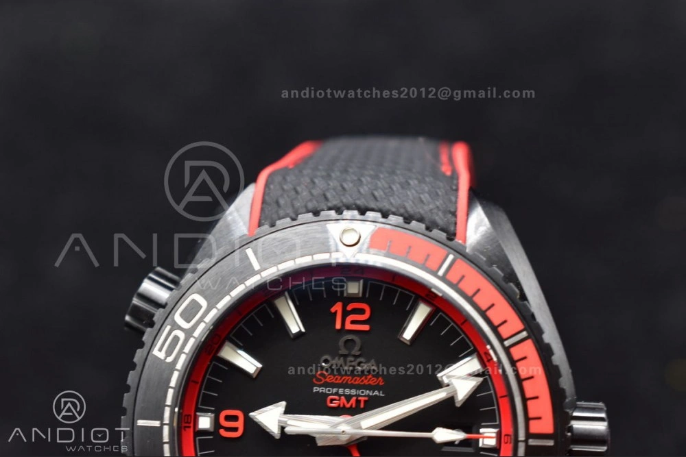 Planet Ocean 45.5mm Deep Black red Real Ceramic VSF 1:1 Best Edition on Black Nylon Strap A8906 Super Clone