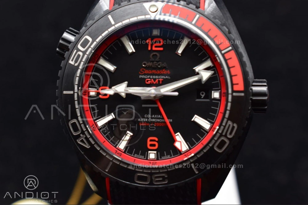 Planet Ocean 45.5mm Deep Black red Real Ceramic VSF 1:1 Best Edition on Black Nylon Strap A8906 Super Clone