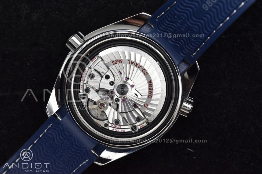 Planet Ocean 600M Co-Axial GMT 43.5mm VSF 1:1 Best Edition Blue Dial Blue Ceramic Bezel on Rubber Strap A8605 Super Clone