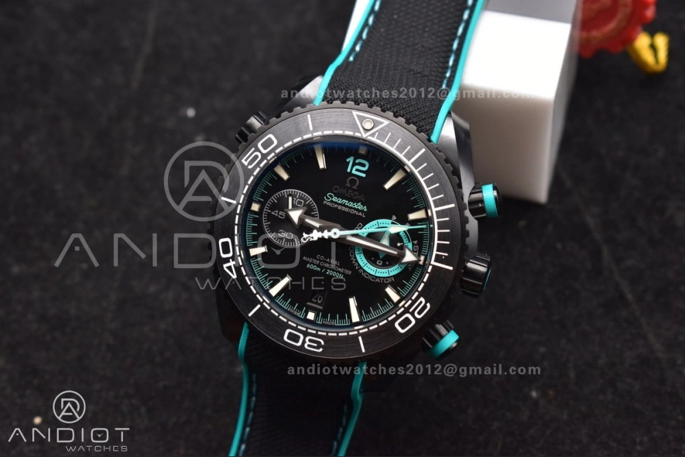 Planet Ocean Master Chrono Deep Black Ceramic M+SF 1:1 Best Edition Black Dial on Black Rubber Strap A9900