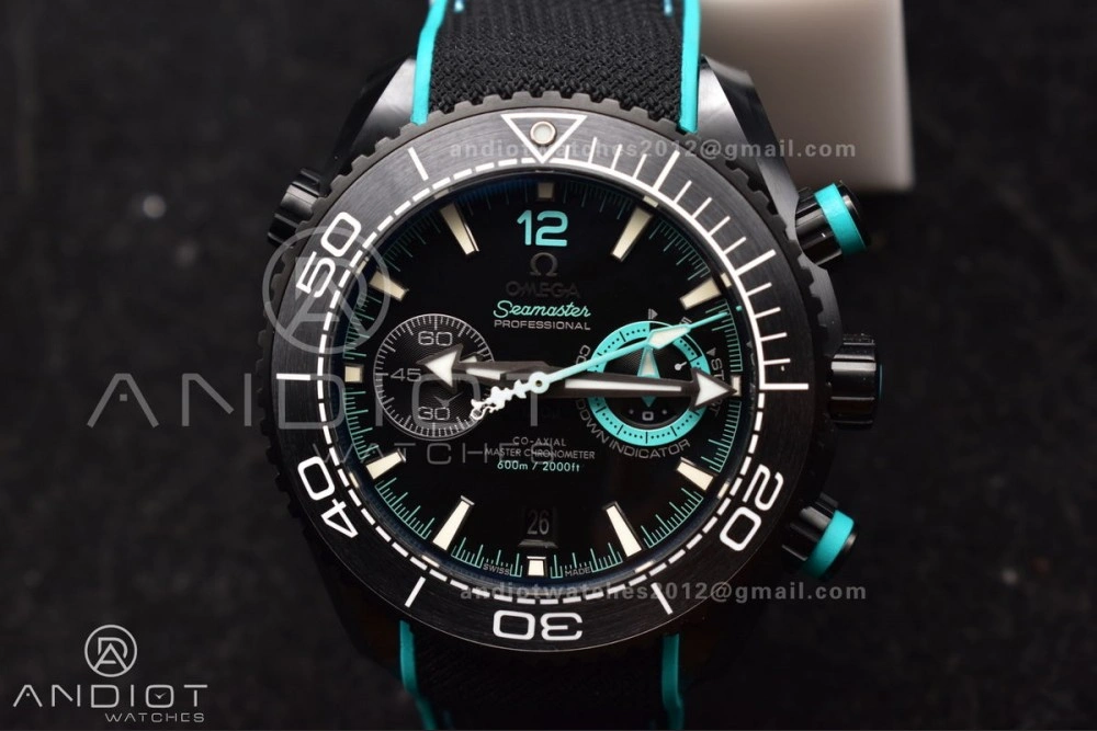 Planet Ocean Master Chrono Deep Black Ceramic M+SF 1:1 Best Edition Black Dial on Black Rubber Strap A9900