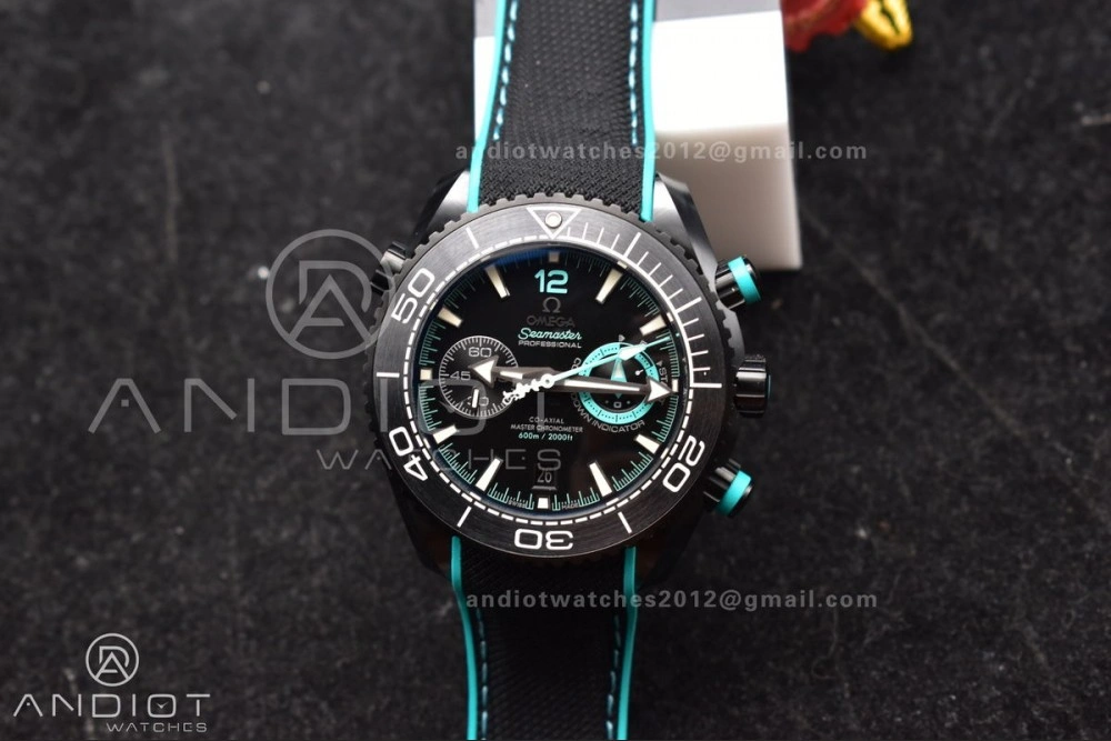 Planet Ocean Master Chrono Deep Black Ceramic M+SF 1:1 Best Edition Black Dial on Black Rubber Strap A9900
