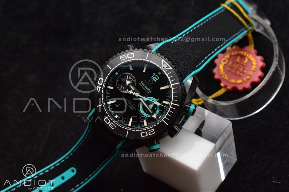 Planet Ocean Master Chrono Deep Black Ceramic M+SF 1:1 Best Edition Black Dial on Black Rubber Strap A9900