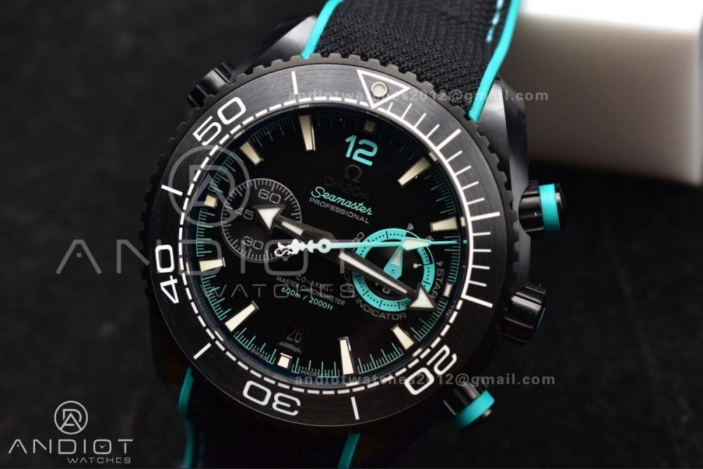 Planet Ocean Master Chrono Deep Black Ceramic M+SF 1:1 Best Edition Black Dial on Black Rubber Strap A9900