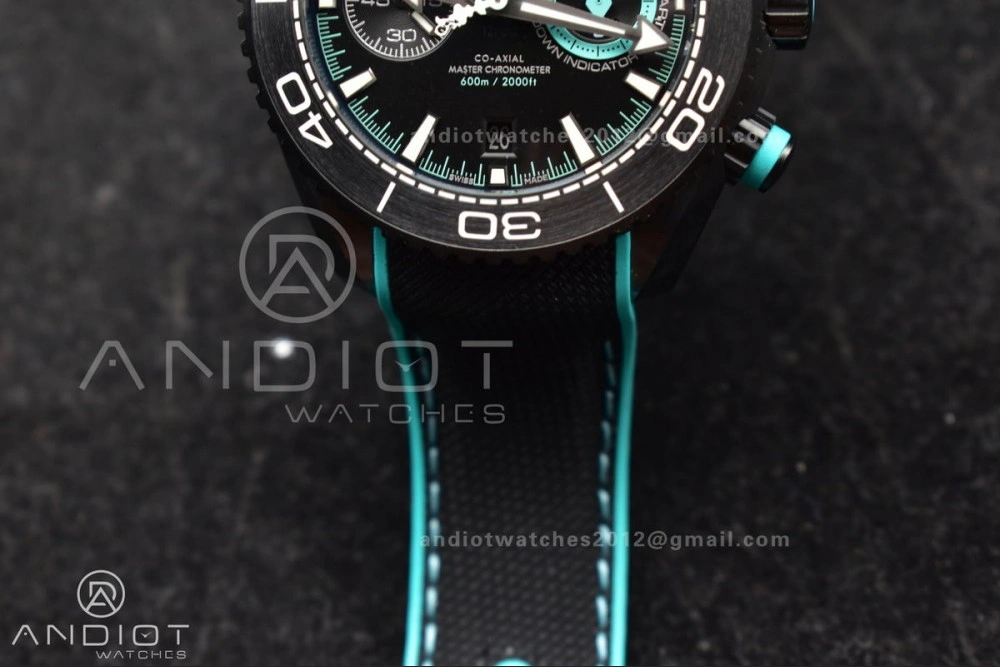 Planet Ocean Master Chrono Deep Black Ceramic M+SF 1:1 Best Edition Black Dial on Black Rubber Strap A9900