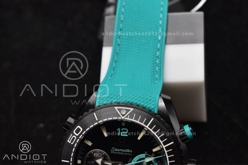 Planet Ocean Master Chrono Deep Black Ceramic M+SF 1:1 Best Edition Black Dial on Blue Rubber Strap A9900