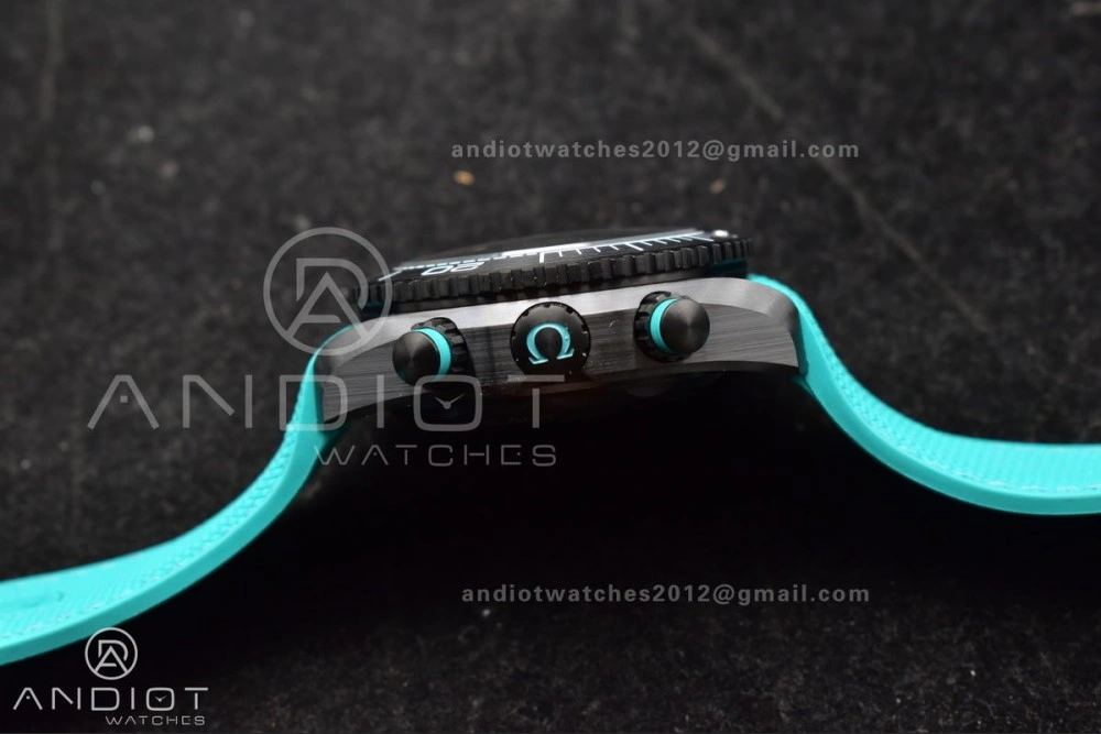 Planet Ocean Master Chrono Deep Black Ceramic M+SF 1:1 Best Edition Black Dial on Blue Rubber Strap A9900