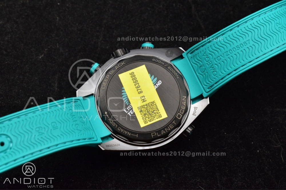 Planet Ocean Master Chrono Deep Black Ceramic M+SF 1:1 Best Edition Black Dial on Blue Rubber Strap A9900