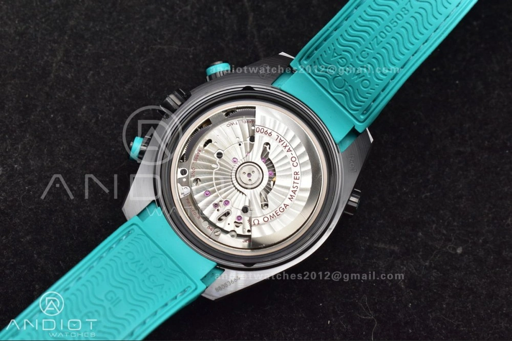 Planet Ocean Master Chrono Deep Black Ceramic M+SF 1:1 Best Edition Black Dial on Blue Rubber Strap A9900