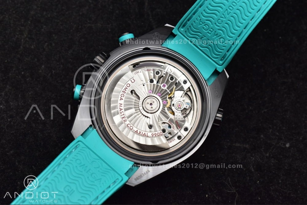 Planet Ocean Master Chrono Deep Black Ceramic M+SF 1:1 Best Edition Black Dial on Blue Rubber Strap A9900