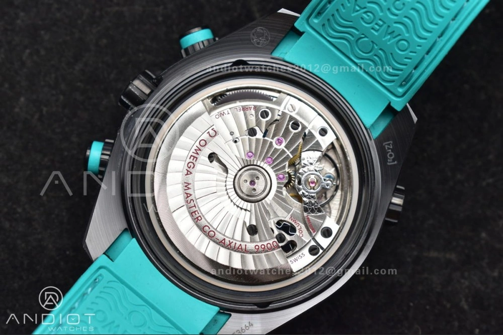 Planet Ocean Master Chrono Deep Black Ceramic M+SF 1:1 Best Edition Black Dial on Blue Rubber Strap A9900