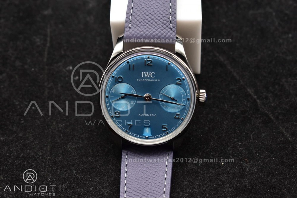 Portugieser Automatic 42mm SS APSF 1:1 Best Edition Ice Blue Dial on Purple Leather Strap A52011