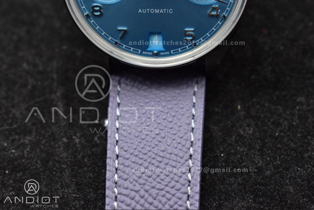 Portugieser Automatic 42mm SS APSF 1:1 Best Edition Ice Blue Dial on Purple Leather Strap A52011