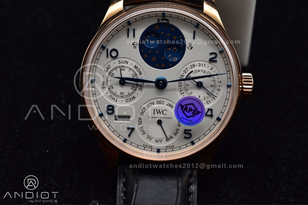 Portugieser Perpetual Calendar RG 5033 APSF 1:1 Best Edition White Dial on Black Leather Strap A52610 Clone