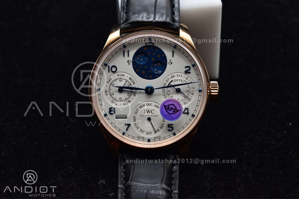 Portugieser Perpetual Calendar RG 5033 APSF 1:1 Best Edition White Dial on Black Leather Strap A52610 Clone