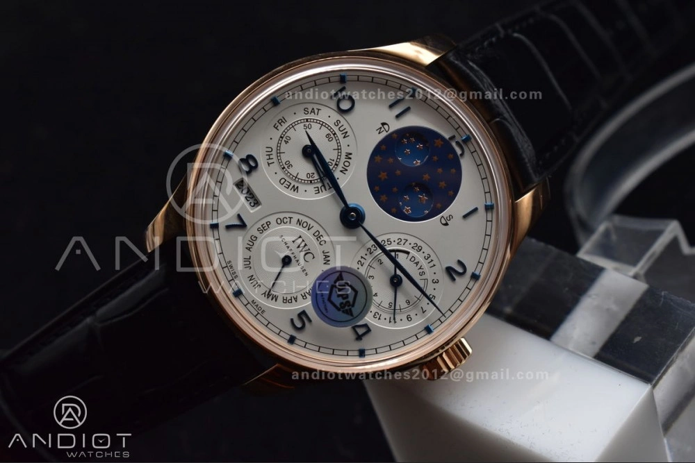 Portugieser Perpetual Calendar RG 5033 APSF 1:1 Best Edition White Dial on Black Leather Strap A52610 Clone