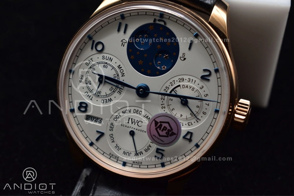 Portugieser Perpetual Calendar RG 5033 APSF 1:1 Best Edition White Dial on Black Leather Strap A52610 Clone