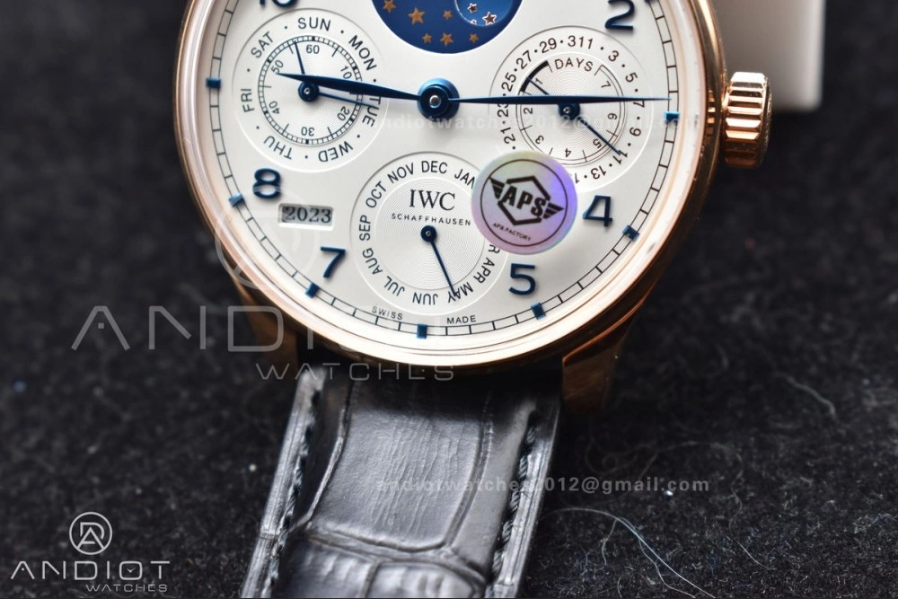 Portugieser Perpetual Calendar RG 5033 APSF 1:1 Best Edition White Dial on Black Leather Strap A52610 Clone