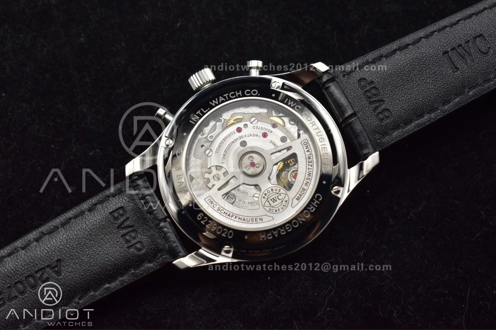 Portuguese Chrono IW3716 ZF 1:1 Best Edition Red Dial on Black Leather Strap A7750