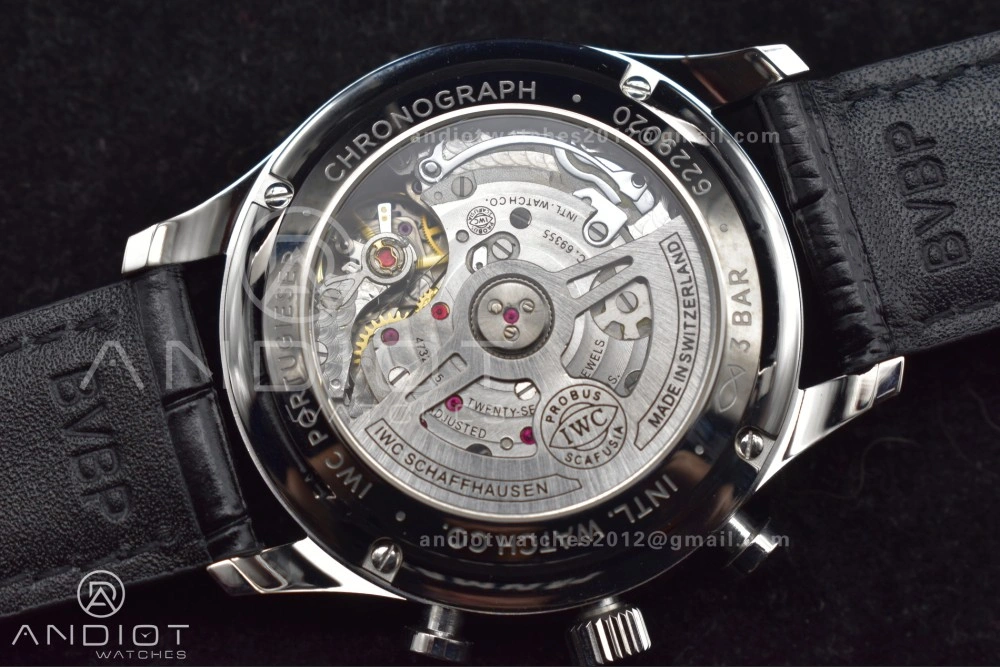 Portuguese Chrono IW3716 ZF 1:1 Best Edition Red Dial on Black Leather Strap A7750