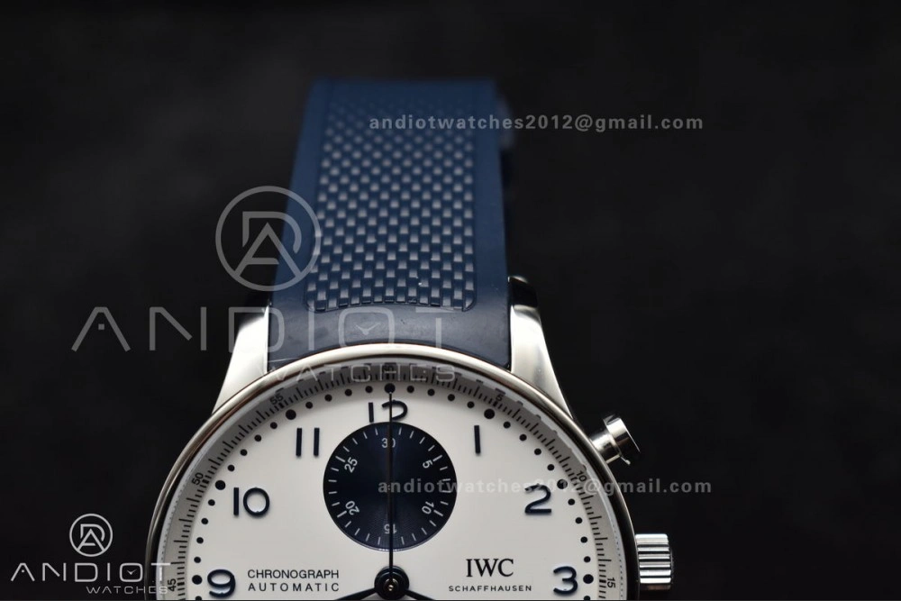 Portuguese Chrono IW3716 Z+F 1:1 Best Edition White Blue Dial on Blue Rubber Strap A69355