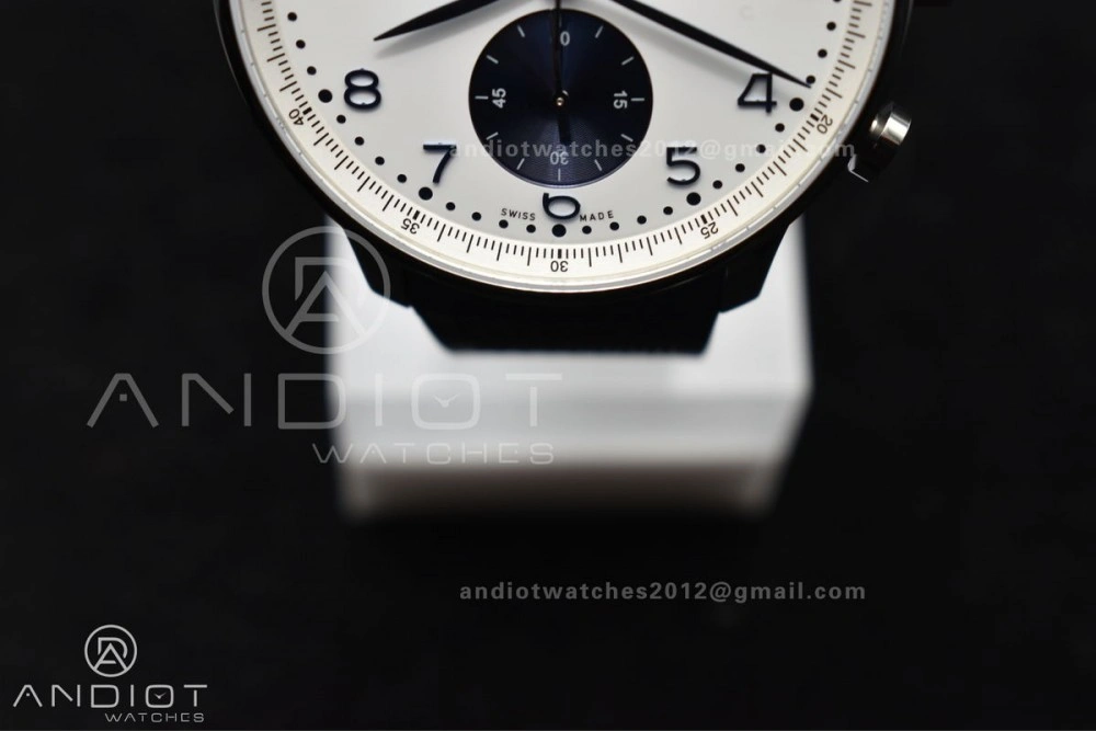 Portuguese Chrono IW3716 Z+F 1:1 Best Edition White Blue Dial on Blue Rubber Strap A69355
