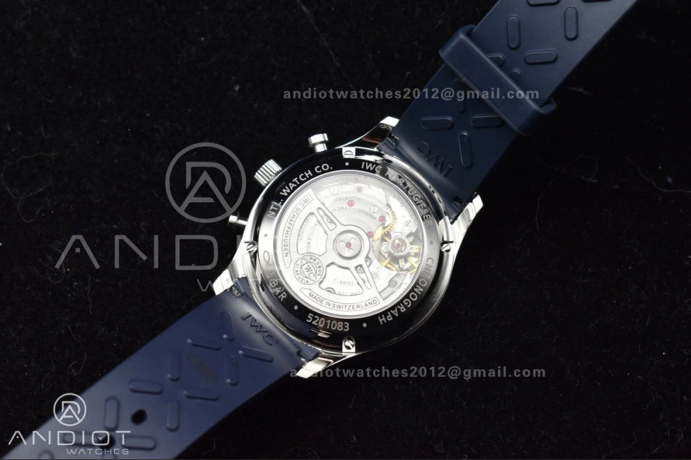 Portuguese Chrono IW3716 Z+F 1:1 Best Edition White Blue Dial on Blue Rubber Strap A69355