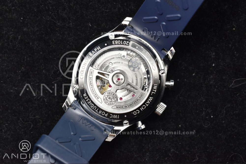 Portuguese Chrono IW3716 Z+F 1:1 Best Edition White Blue Dial on Blue Rubber Strap A69355