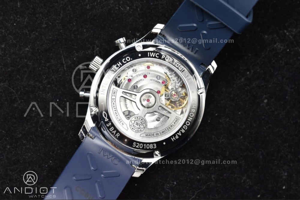 Portuguese Chrono IW3716 Z+F 1:1 Best Edition White Blue Dial on Blue Rubber Strap A69355