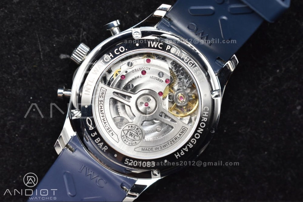 Portuguese Chrono IW3716 Z+F 1:1 Best Edition White Blue Dial on Blue Rubber Strap A69355