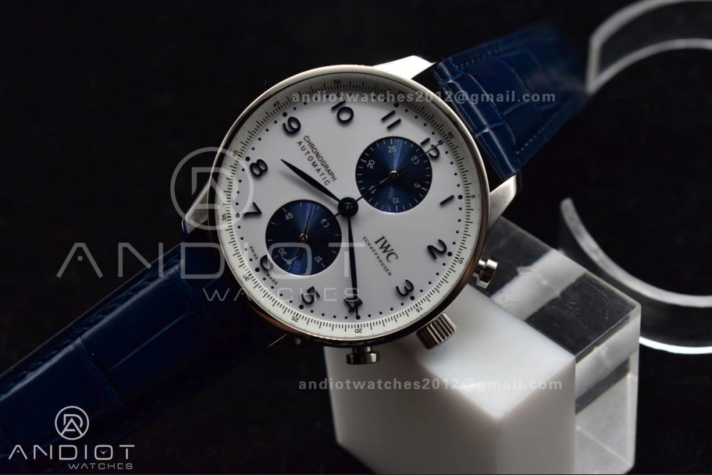 Portuguese Chrono IW371620 ZF 1:1 Best Edition White Blue Dial on Blue Leather Strap A69355