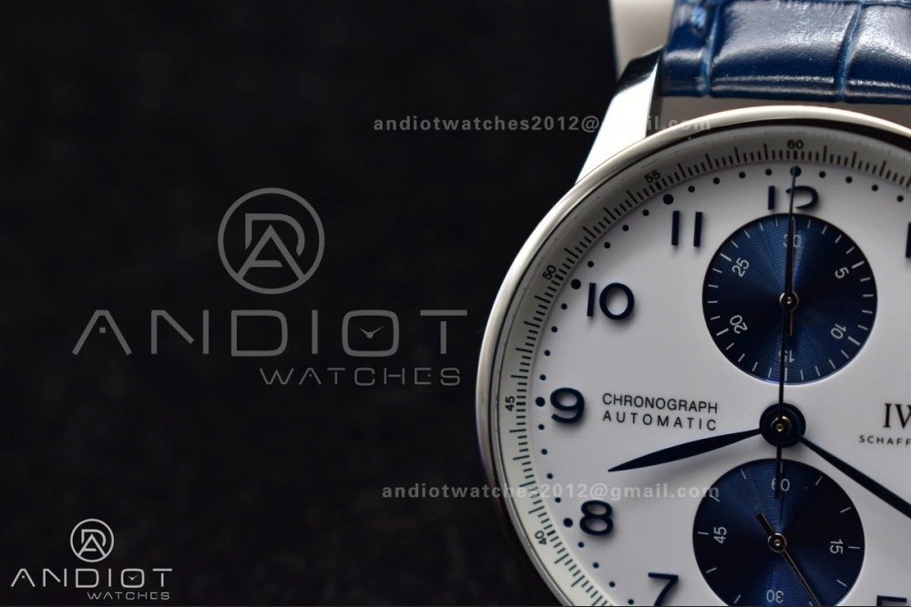 Portuguese Chrono IW371620 ZF 1:1 Best Edition White Blue Dial on Blue Leather Strap A69355